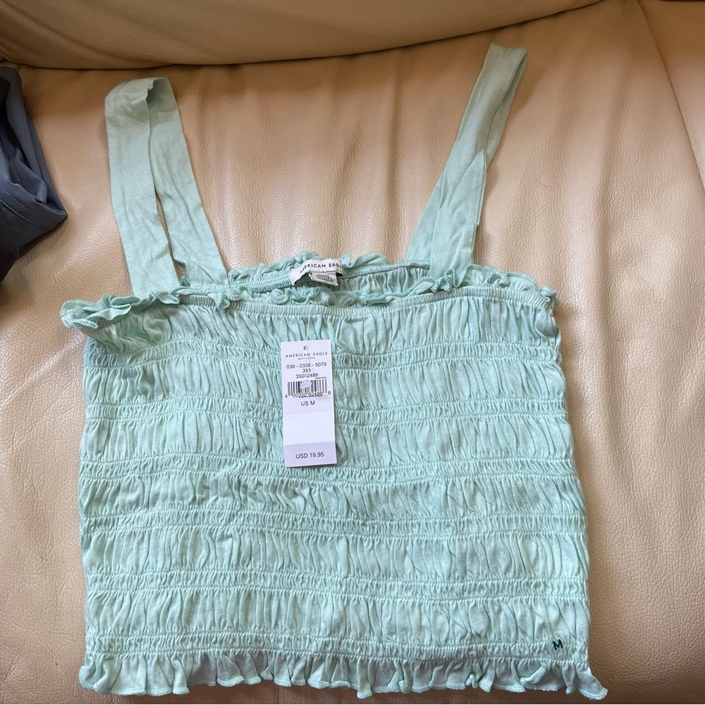 American Eagle Cropped Smocked Tank